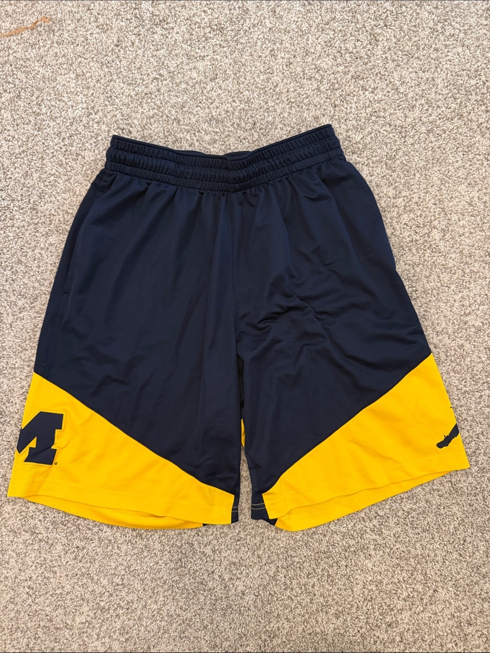 Jordan Michigan Wolverines Navy & Yellow Athletic Shorts size large